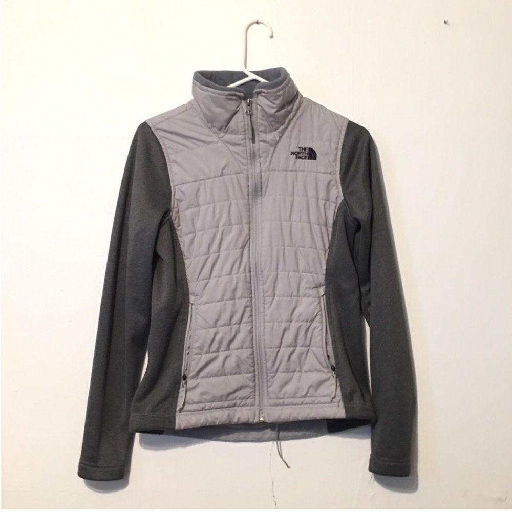 The North Face Gray Zip Up Fleece Jacket Quilted Size Small